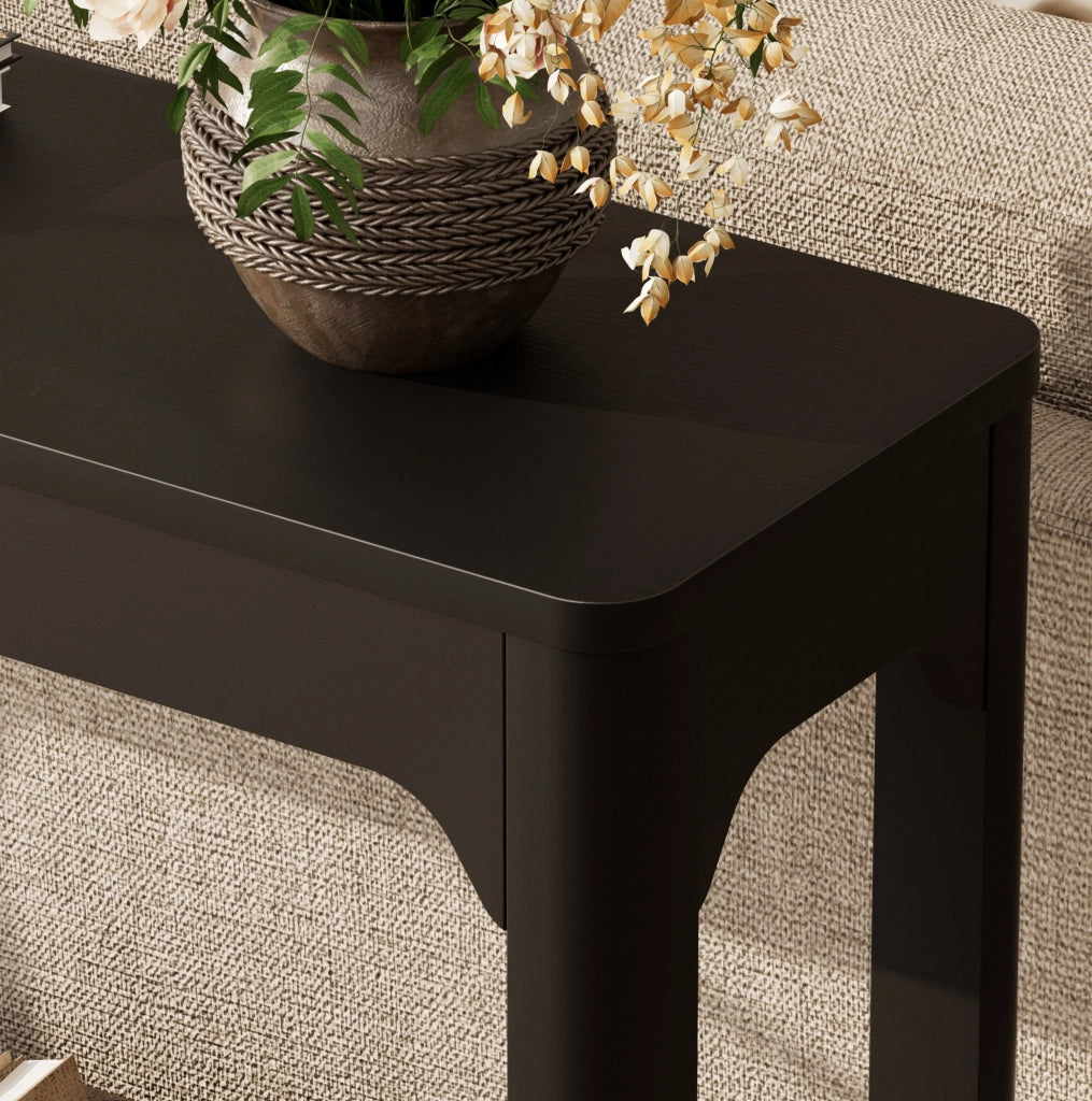 Tavolo consolle nero 140 cm in MDF con ripiani aperti