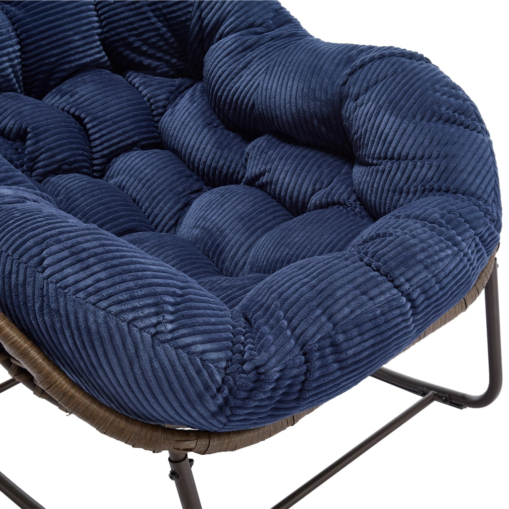SEDIA A DONDOLO Oversize 78x106x90 cm Blu navy Rattan sintetico e acciaio