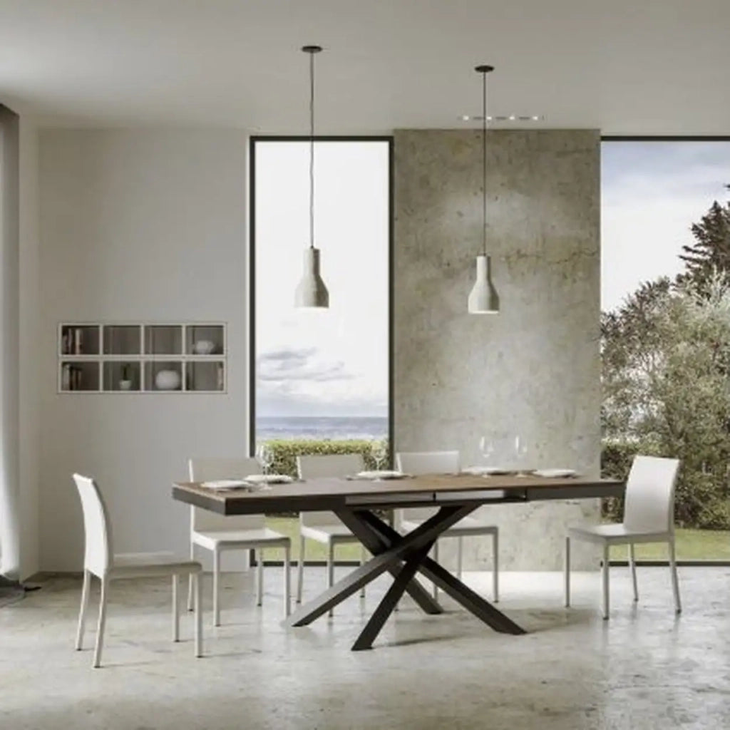 Tavolo allungabile 160/264x90 cm Volantis Evolution colore noce telaio e gambe antracite