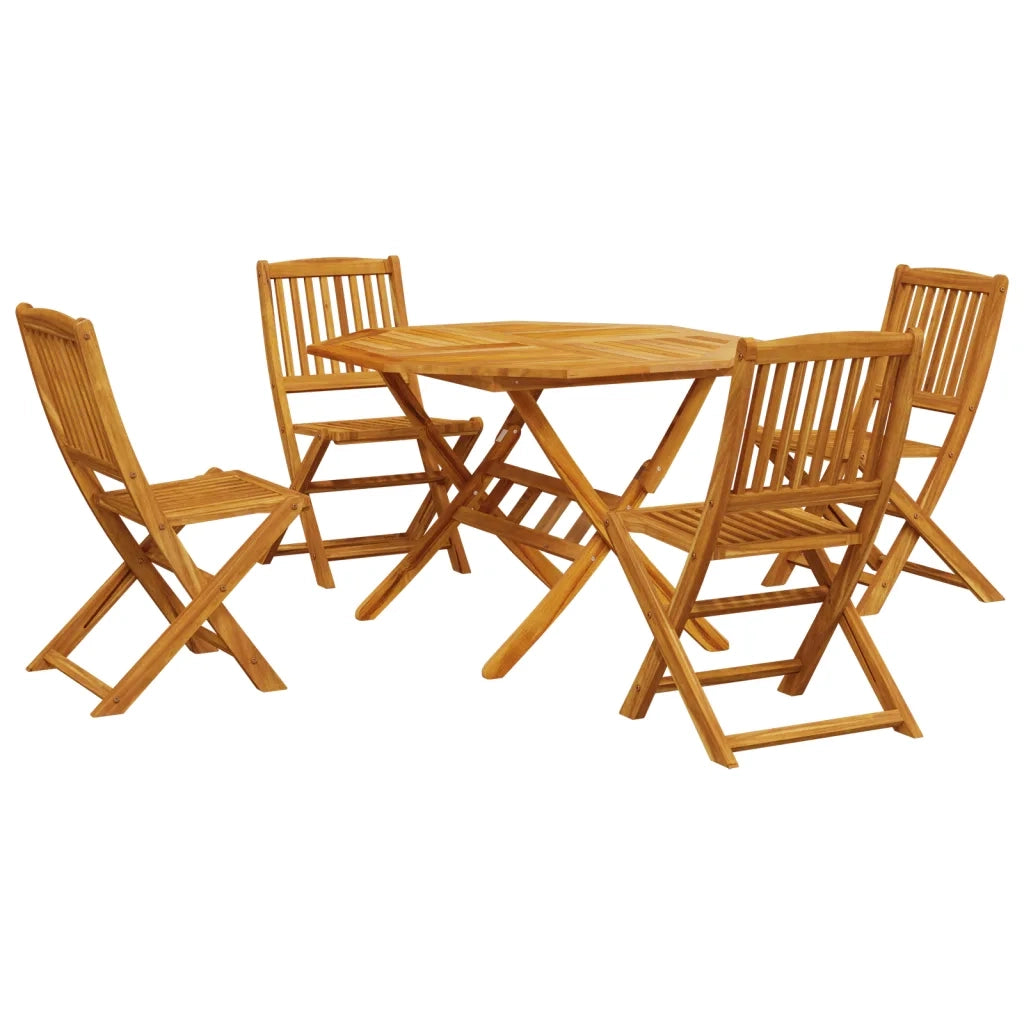 Set Pranzo da Giardino Pieghevole 5pz | Set Salotto da Giardino Legno Massello di Acacia