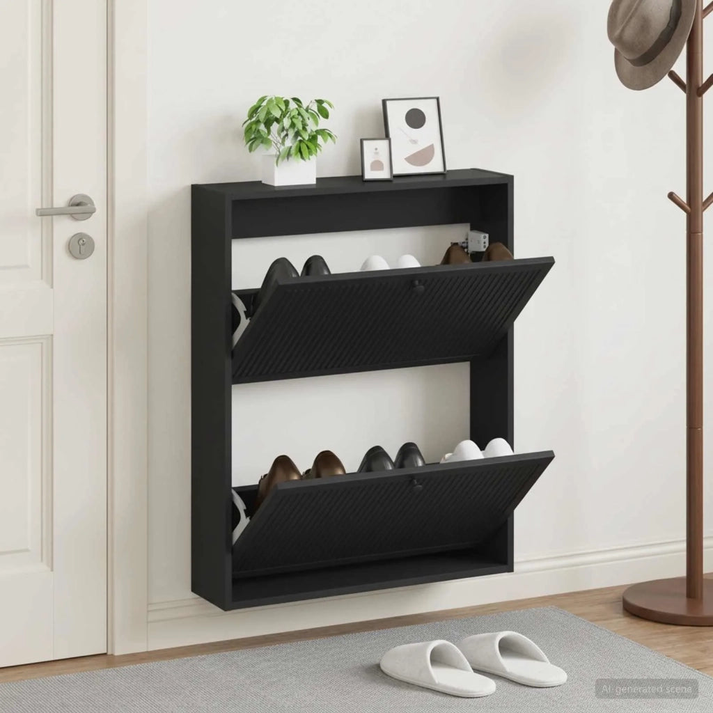 Mobiletto per Scarpe da Muro EDE 71 x 17 x 86 cm Nero 895976