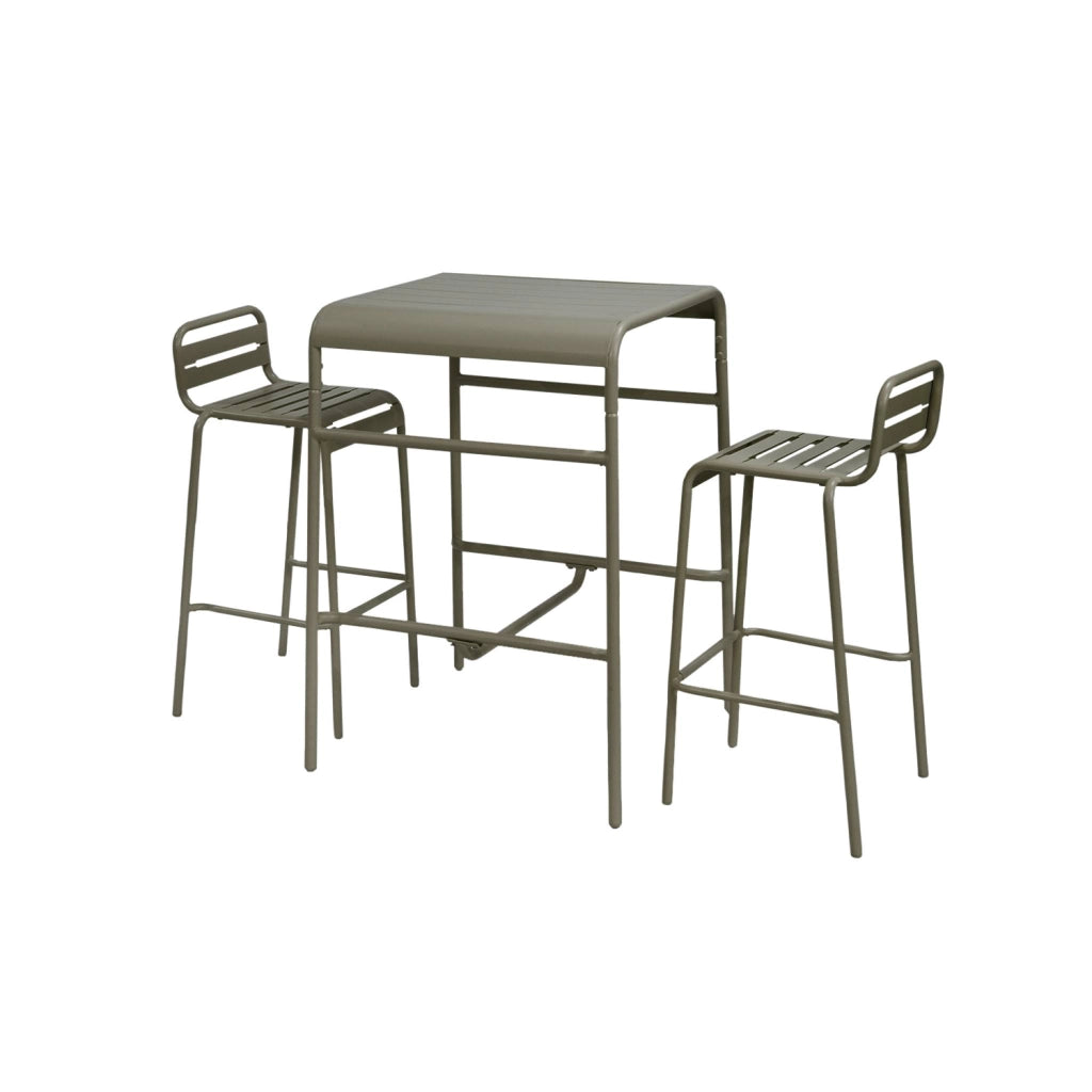 Tavolo da giardino in metallo 2 posti, 70cm, verde kaki