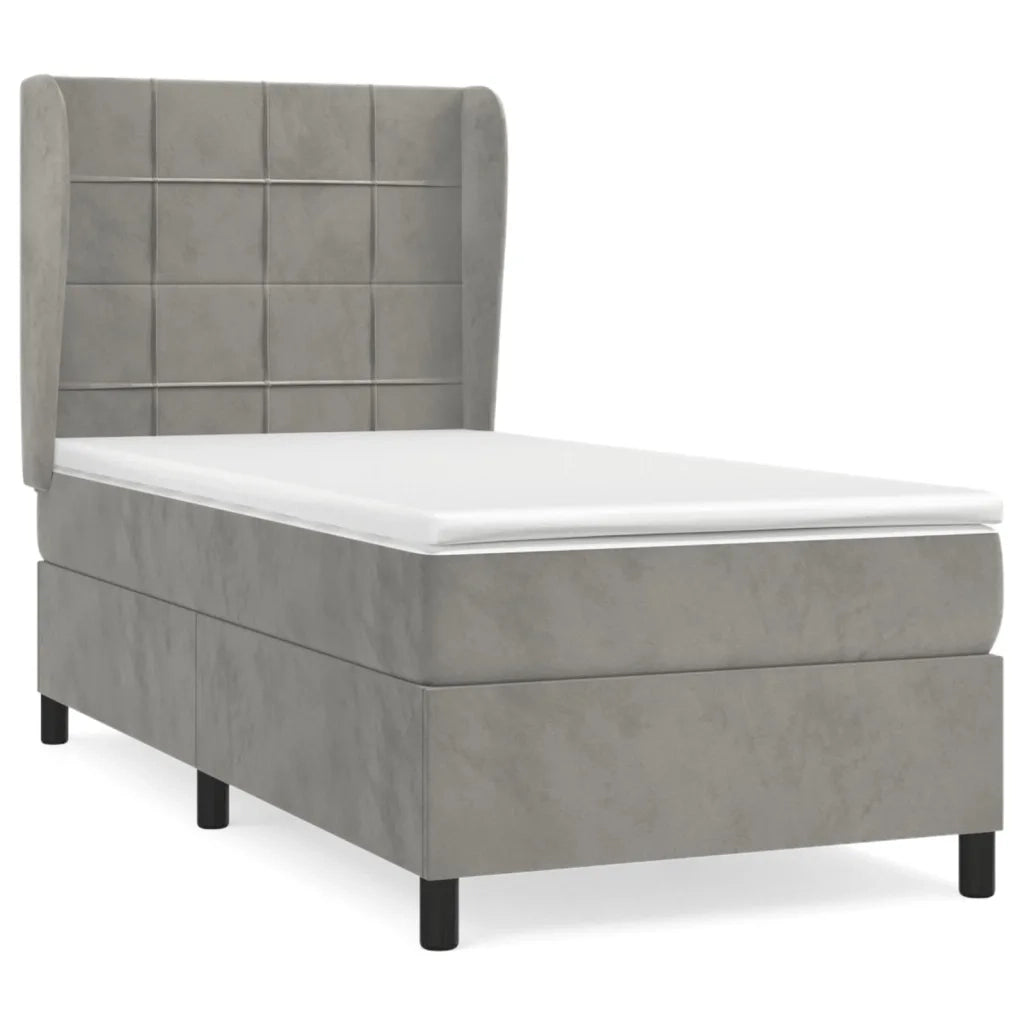 Giroletto a Molle con Materasso Grigio Chiaro 80x200 cm Vellutocod mxl 74289