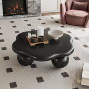 Tavolino basso a nuvola nero opaco in MDF con gambe sferiche per soggiorno e piccoli spazi Ø 80 × 31 cm