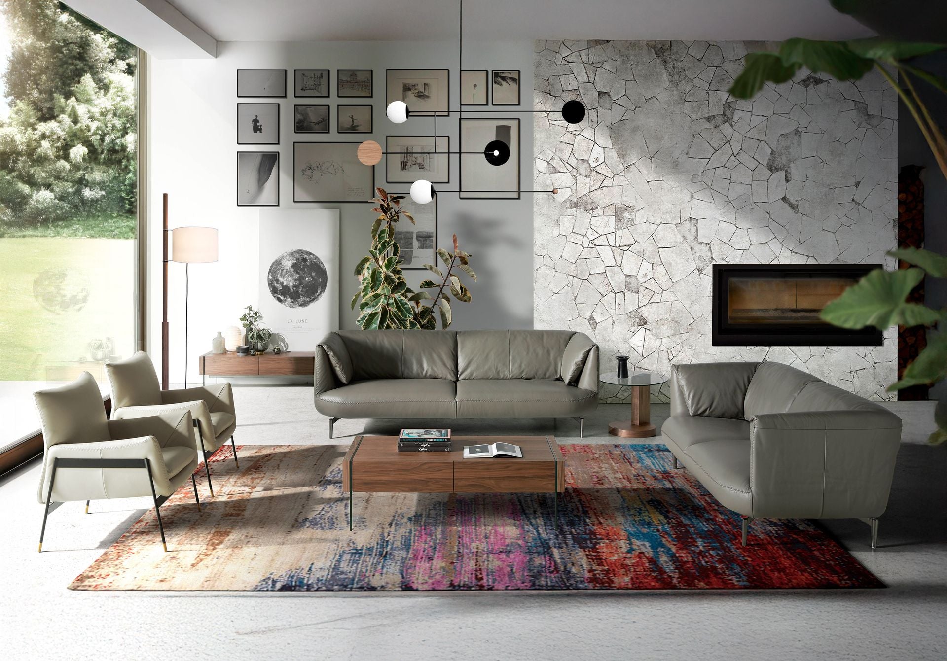 Poltrona in pelle grigio perla