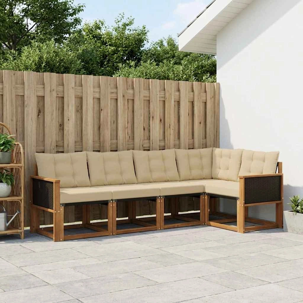 Set di divani da esterno 6 pz Naturale e Beige 3381961