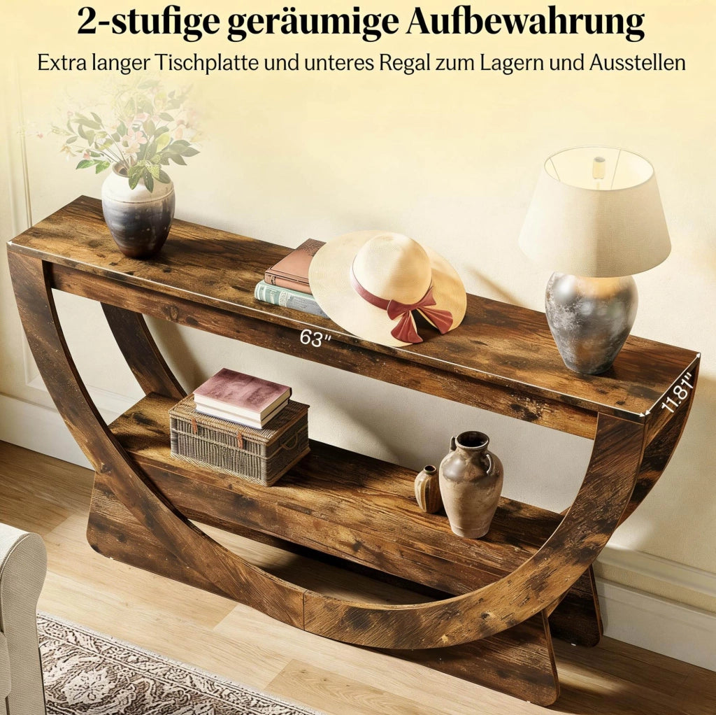 Mobile TV in MDF con 2 ripiani aperti; 160 x 30 x 80;5 cm; marrone rustico