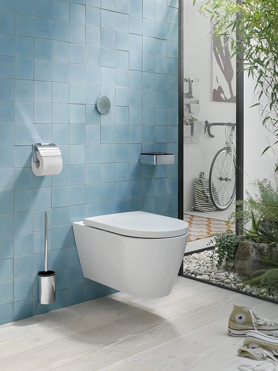 Set di spazzole WC, supporto rotondo per la spazzola del water con metallo e plastica per viti, spazzola WC di alta qualità per installazione a parete, finitura cromata