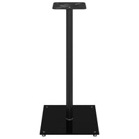 Pedane per Casse 2pz Nero Vetro Temperato Design a 1 Pilastro 51814