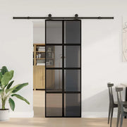 Porta Scorrevole Ferramenta 76x205 cm Vetro Temperato Alluminio 3333022