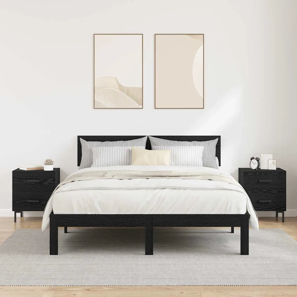 Armadio da Notte 2 pcs Rovere Nero 40 x 35 x 47,5 cm