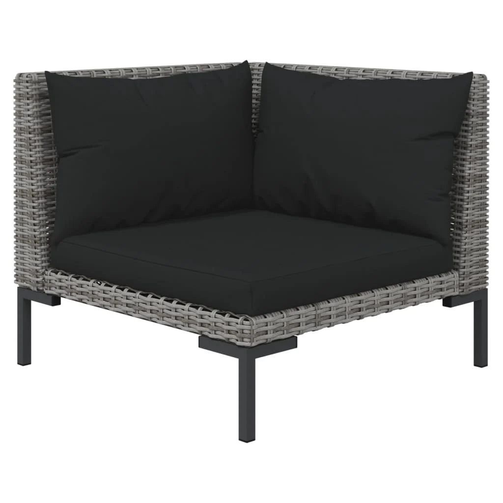 Set di mobili da giardino set da esterno 9 pezzi con cuscini in polyrattan grigio scuro 02_0018110