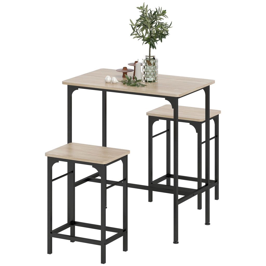 Set tavolo bar con 2 sgabelli ¨C Xylo ¨C telaio acciaio effetto legno naturale
