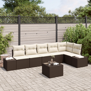 Set di divani da giardino con cuscini grigi in polyrattan