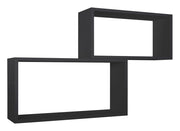 Set 2 Mensole Cubo da Parete Rettangolare in Fibra di Legno Bislungo Nero