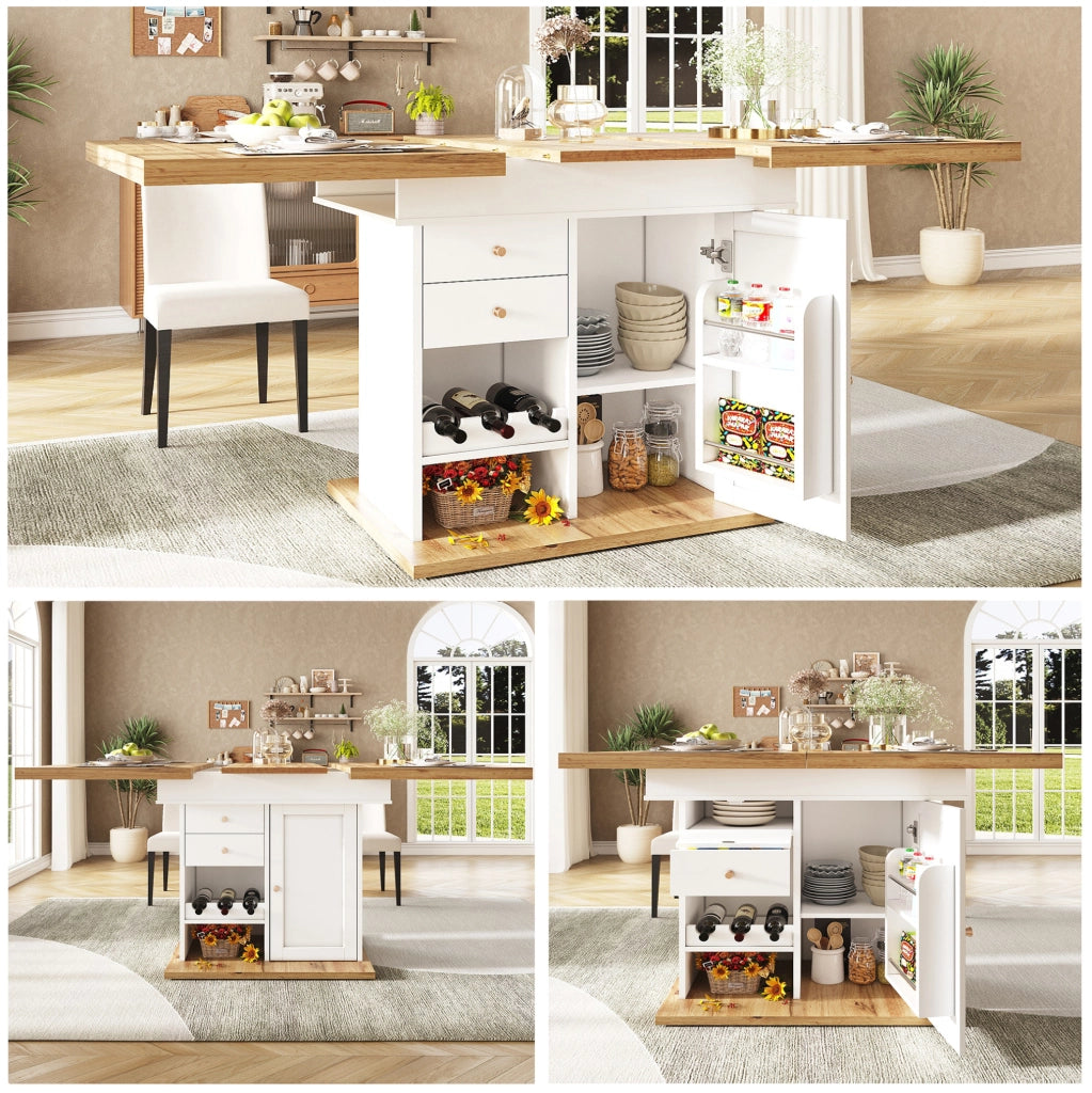 Tavolo da pranzo estensibile 110-140x80 cm con vani porta snack e vino