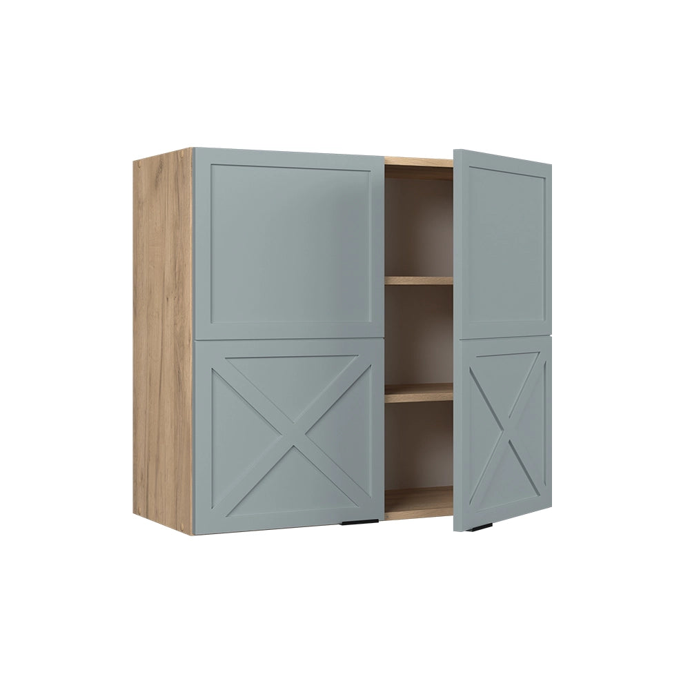 Vicco Mobile da cucina in vetro Blu-grigio chiaro 80 cm