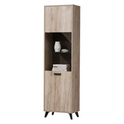 Mobile Espositore Raggiolo, Vetrina 4 Ripiani, 53.5x33x191.5h cm Marrone Rovere Chiaro