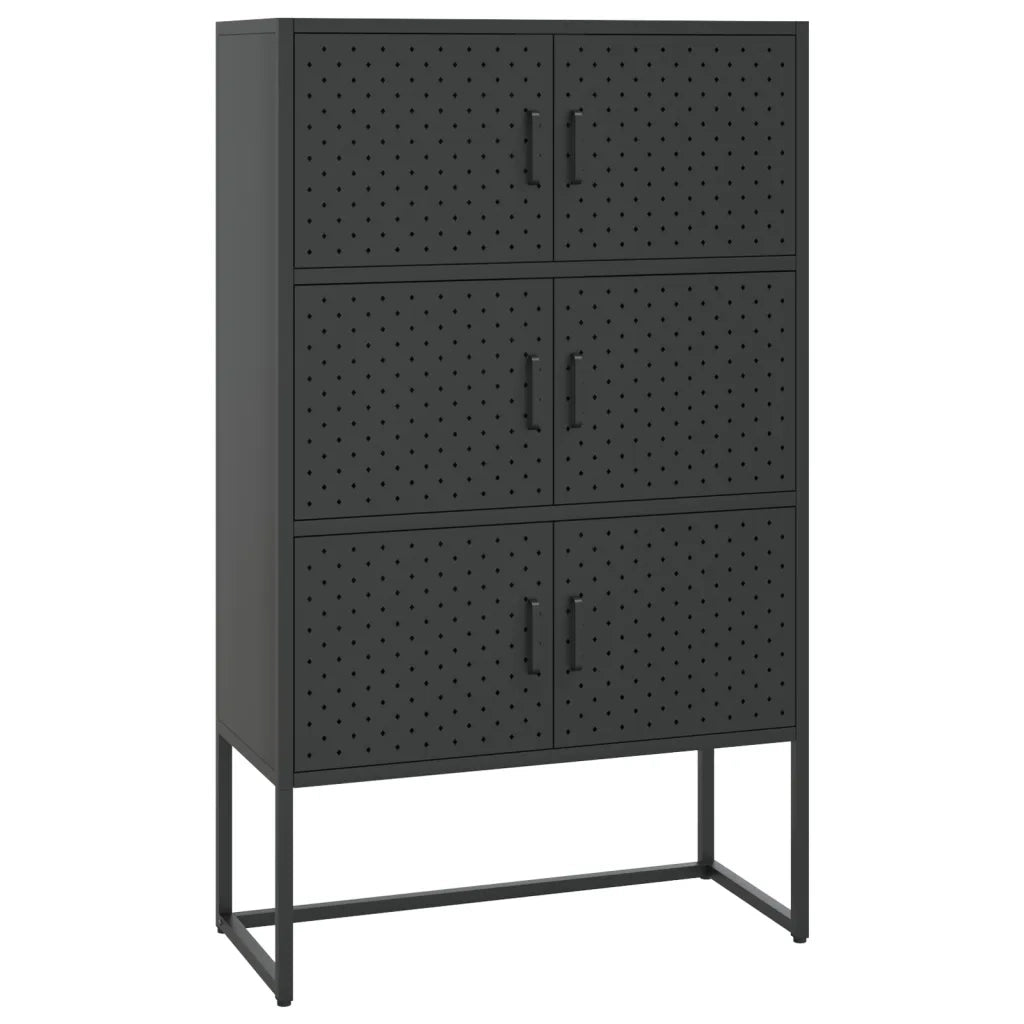 Credenza Alta Nera 80x35x135 cm in Acciaio cod mxl 40304