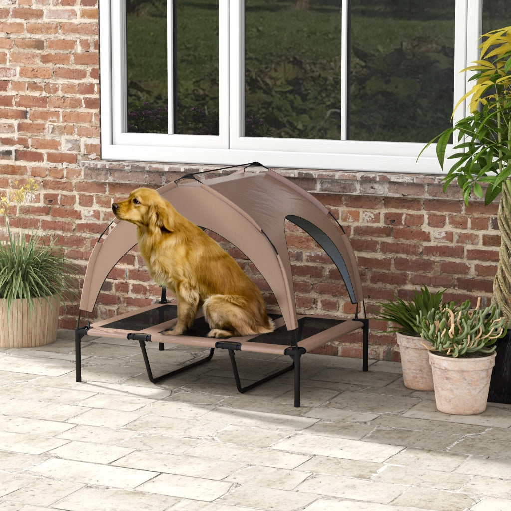 Letto per cani e gatti sopraelevato con struttura in legno e tela Oxford ¨C Minimal ¨C 106x76x94 cm marrone