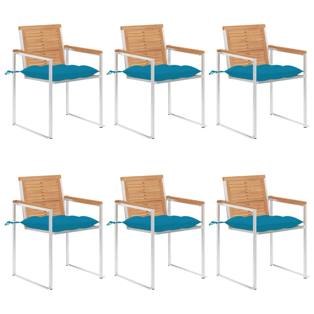 Sedie da Giardino con Cuscini 6 pz in Legno Massello di Teak cod mxl 24254
