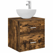 Mobiletto con Lavabo | Armadio Lavabo a Parete Rovere Fumo 49,5 x 35 x 63 cm