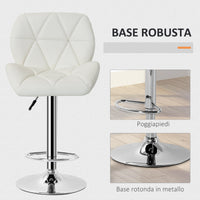 Sgabello da Bar Girevole 47x49x90-111 cm in Similpelle Bianco
