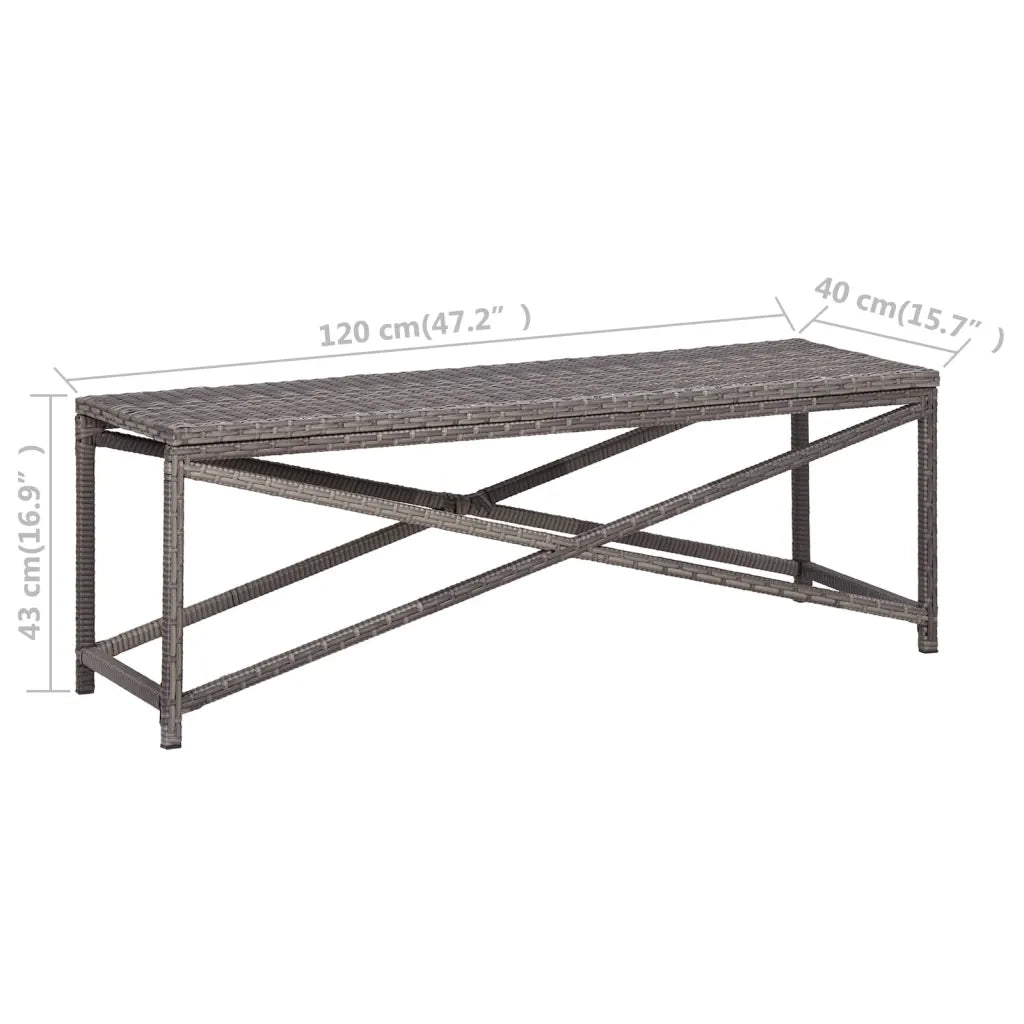 Panchina da Giardino | Panca da Giardino 120 cm in Polyrattan Grigio