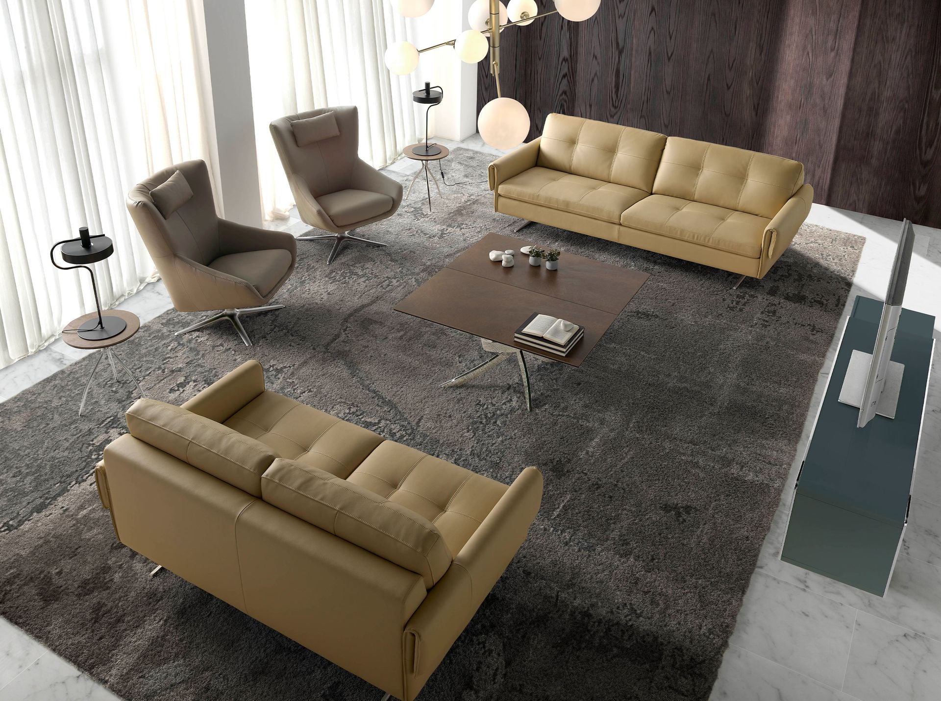 Poltrona girevole in ecopelle visone