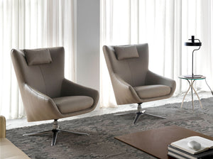 Poltrona girevole in ecopelle visone