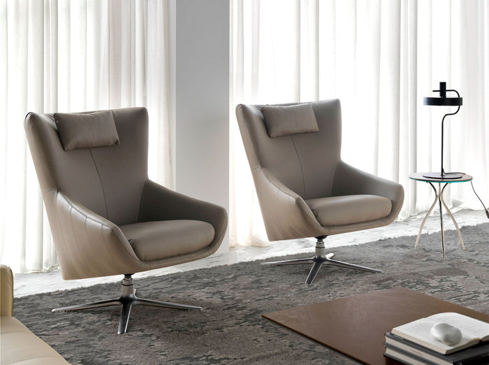 Poltrona girevole in ecopelle visone