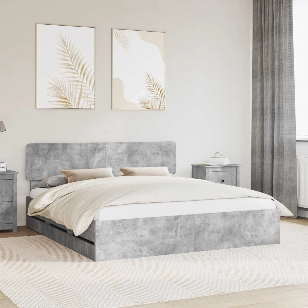 Struttura del letto con cassetto Grigio Cemento 200 x 200 cm 3412153