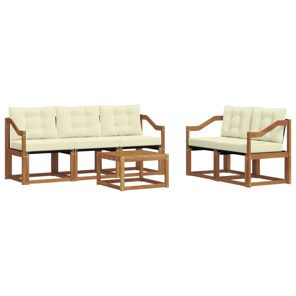 Set di divani da esterno con cuscino 6 pcs Naturale e Crema