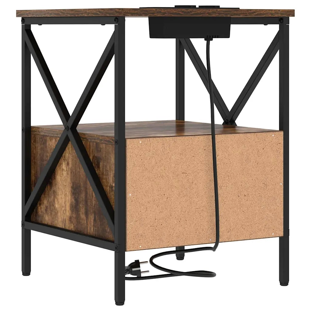 vidaXL Armadio da Notte 2 pcs Rovere fumo 41.5 x 40.5 x 55 cm
