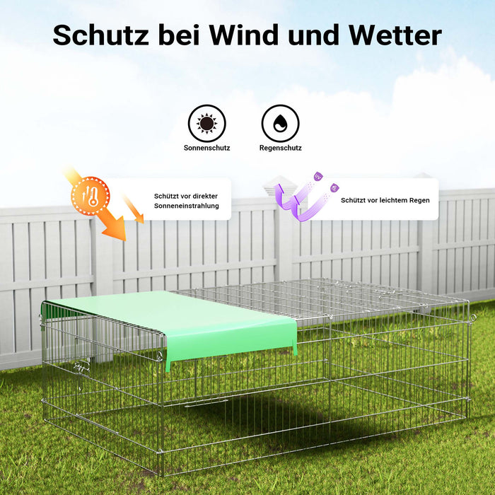 Recinto per piccoli animali 216 x 116 x 65 cm con telo parasole recinzione per conigli e lepri