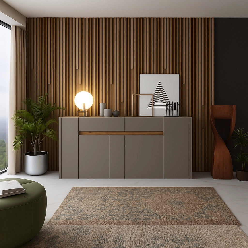 Madia Cirimido, Credenza 3 Ripiani, 170x40x85h cm Grigio Tortora
