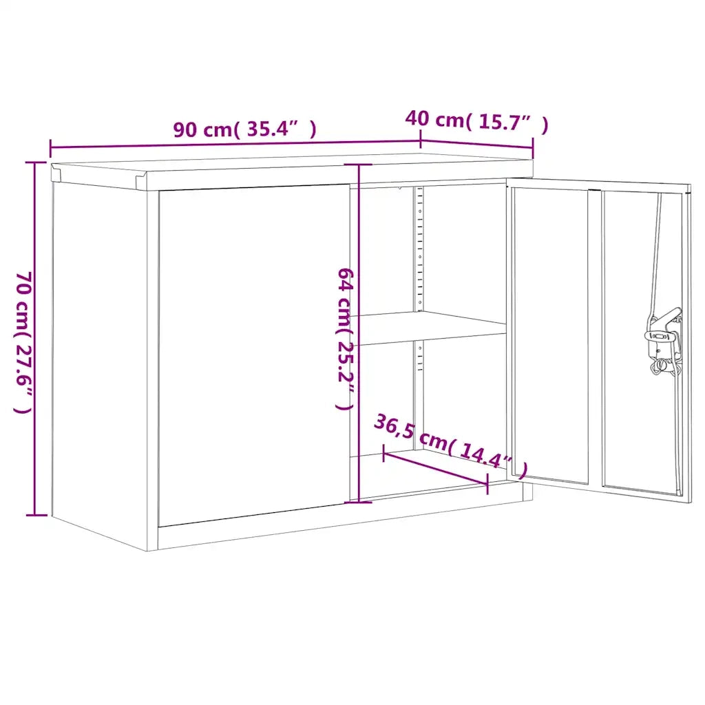 Armadio Classificatore Nero 90x40x70 cm in Acciaio 339722