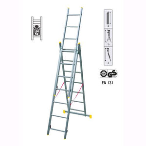 Scala Trasformabile 3 Elementi 3x7 Gradini fino a 5,16 metri con stabilizzatore
