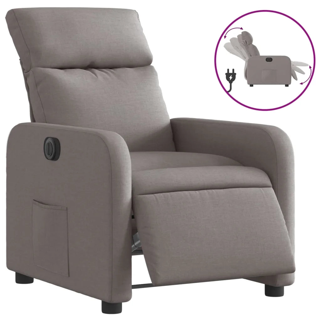 Poltrona | Sedia Relax Elettrica Reclinabile Tortora in Tessuto