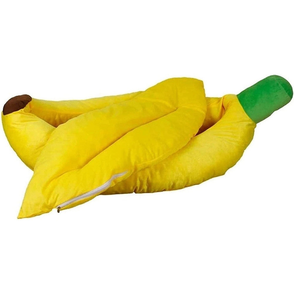 Trade Shop - Cuccia Banana Letto Morbido Per Gatto Cane Cuscino Inverno Peluche Nido 85x45cm -