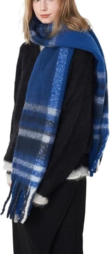 Sciarpa da donna grande e spessa, 228x44 cm, comprensiva di pennelli 38 cm, con pennelli colorati corrispondenti, sciarpa da donna grande e spessa, sciarpa con cappuccio lungo, coperta da donna modaiola, degenere calda per inverno