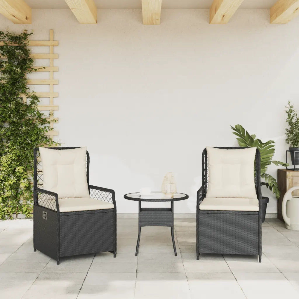 Sedie da Giardino Reclinabili 2 pz Nere in Polyrattan 368661