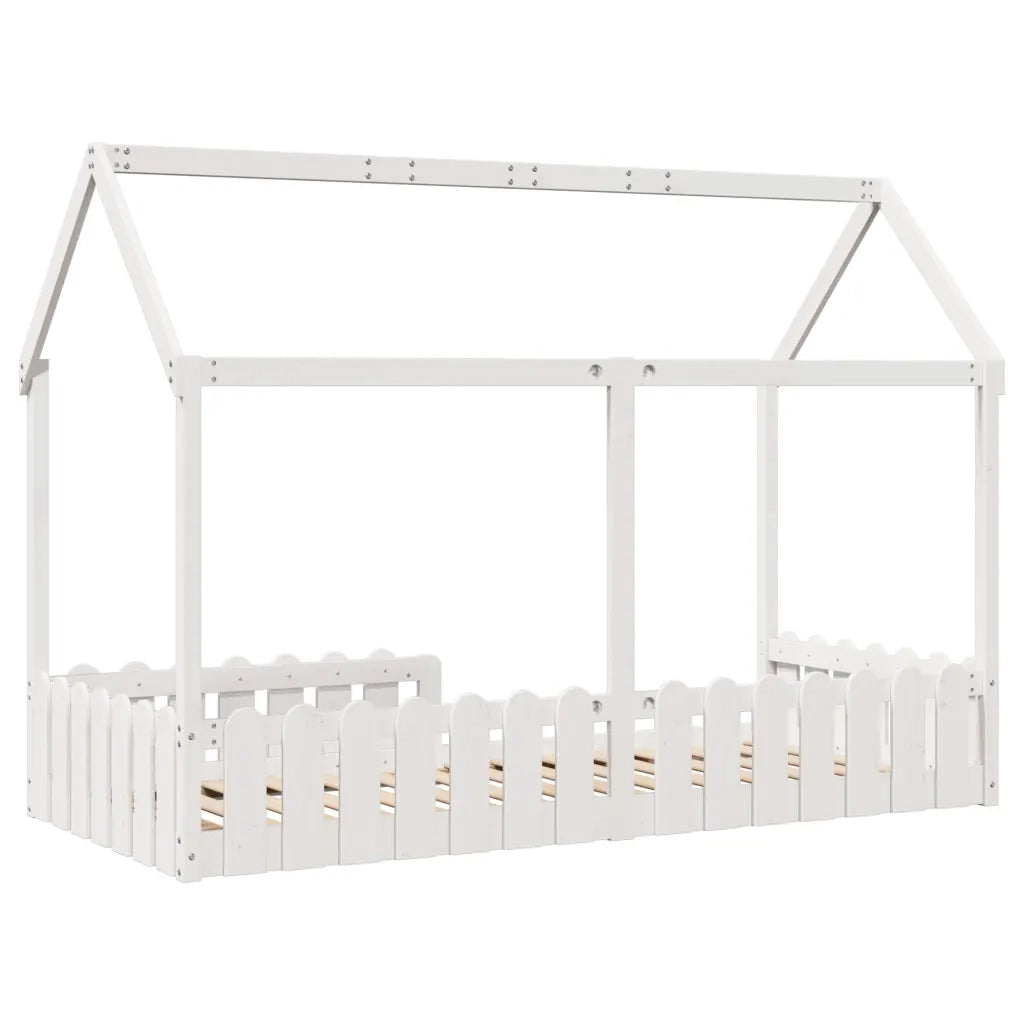 Giroletto Casetta Bambini Bianco 90x200 cm Legno Massello Pino