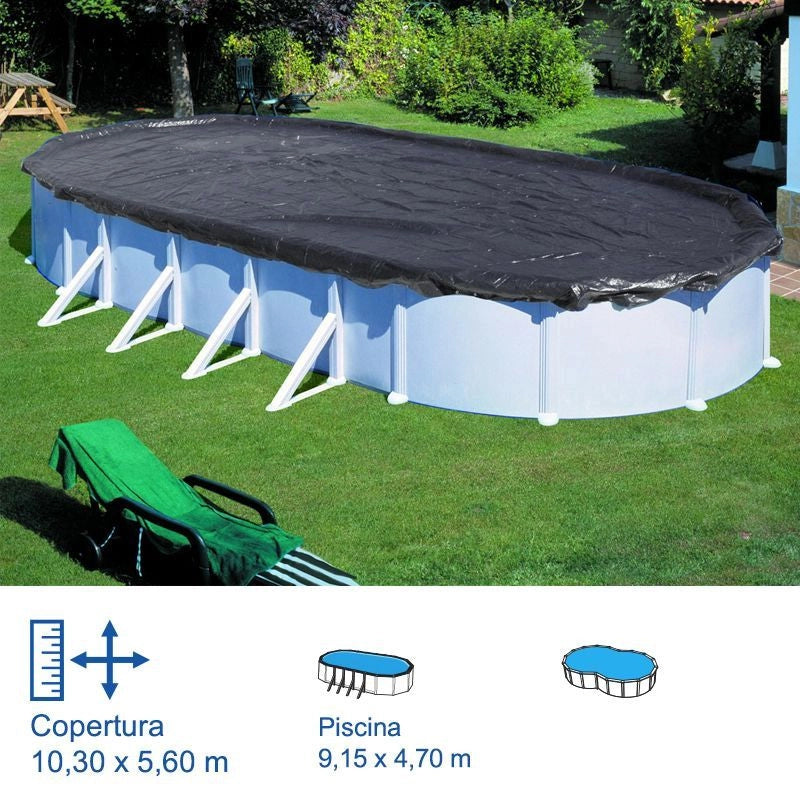 Copertura Invernale In 120 Gr/m² Gre 11,15 X 6,60 M Per Piscine Ovali Di 10,00 X 5,50 M Dimensione piscina: 9.15 X 4.70 m
