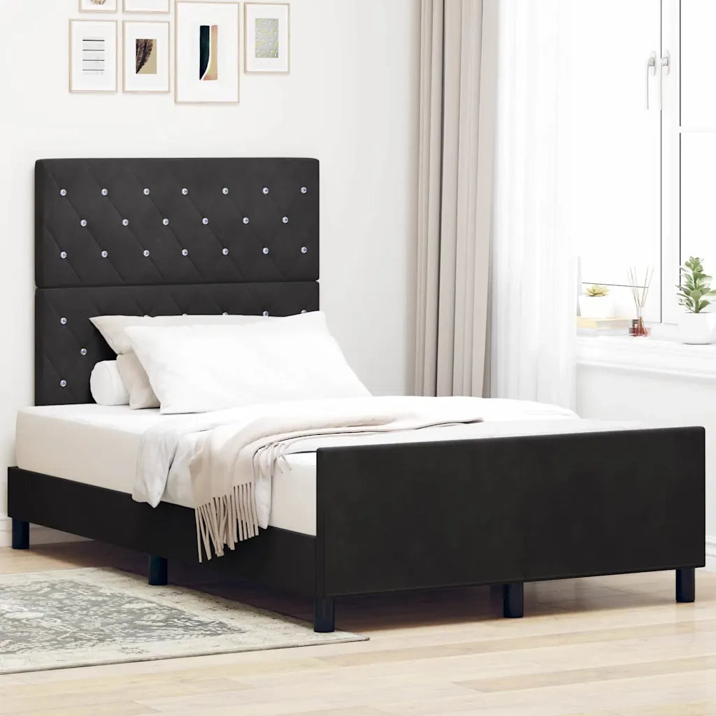 Letto a molle con testiera Nero 120 x 200 cm Velluto 3344863