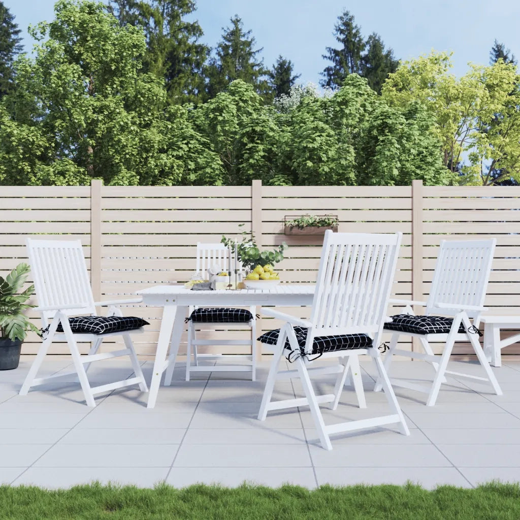 Cuscini per Sedia 4 pz a Quadri Neri 50x50x7 cm Tessuto Oxford 361547
