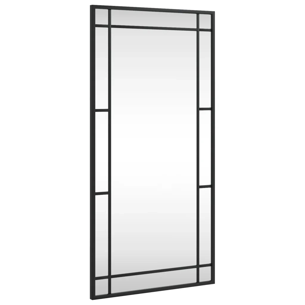 Specchio da Parete Nero 40x80 cm Rettangolare in Ferro