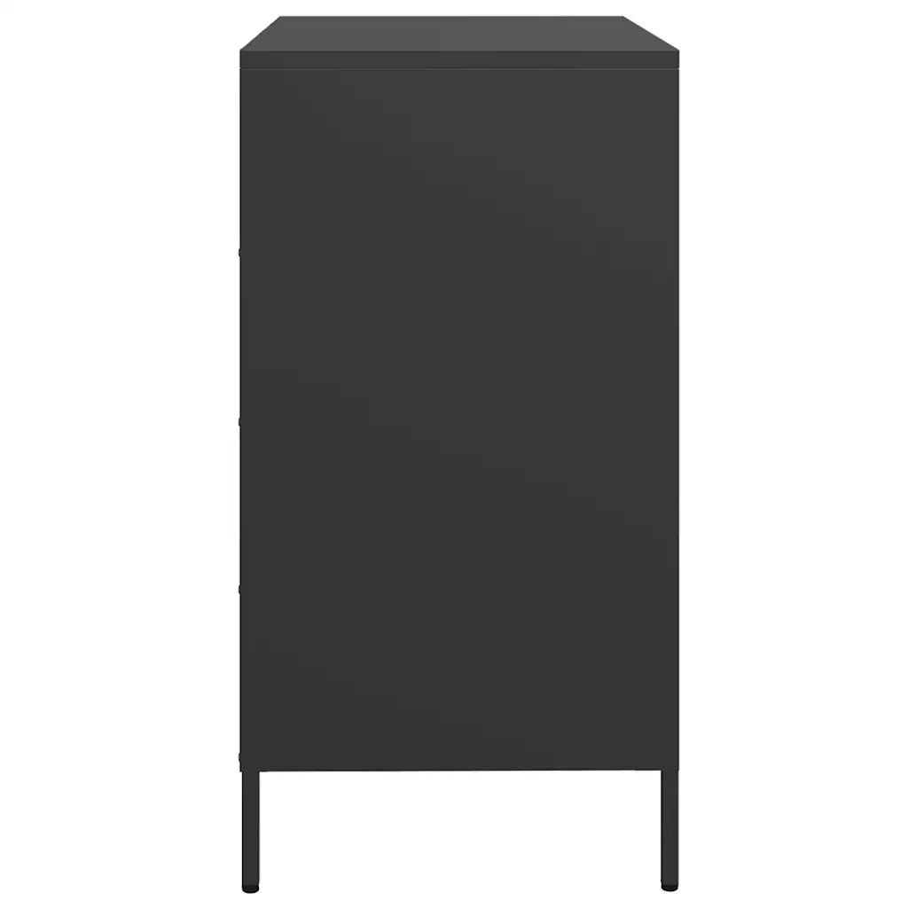 Credenza | Madia | Buffet da pranzo | Armadio da pranzo Nera 68x39x73,5 cm in Acciaio Laminato a Freddo