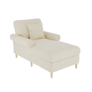 Poltrona Relax in Velluto Beige 133x87x90 cm con Cuscino Rimovibile e Struttura Robusta