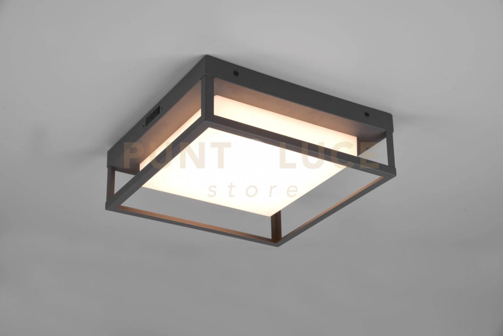 WITHAM PLAFONIERA LED 14W 1550lm, 2300+3000+4000K DA ESTERNO ANTRACITE CON REGOLAZIONE LUCE CALDA-FREDDA IP44 L.30 CM